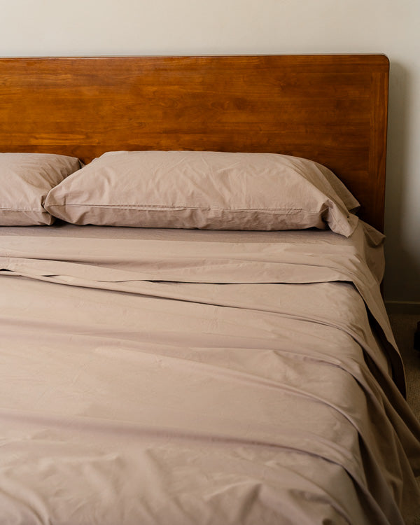 Signature Percale Solid Flat Top Sheet Beige | Sand Cloud