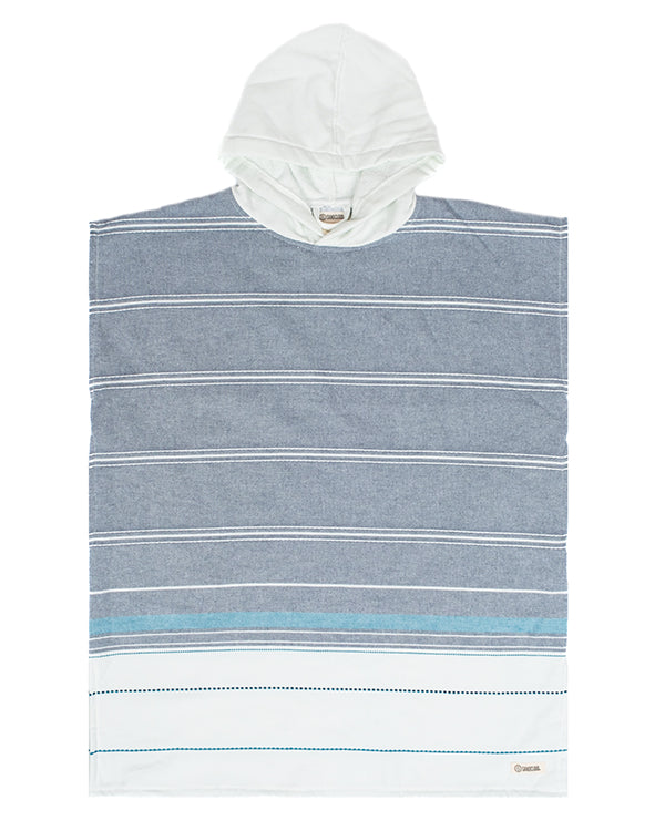 Alternative view of Colorblock Stripe Hooded Poncho Youth - Blue | Sand Cloud