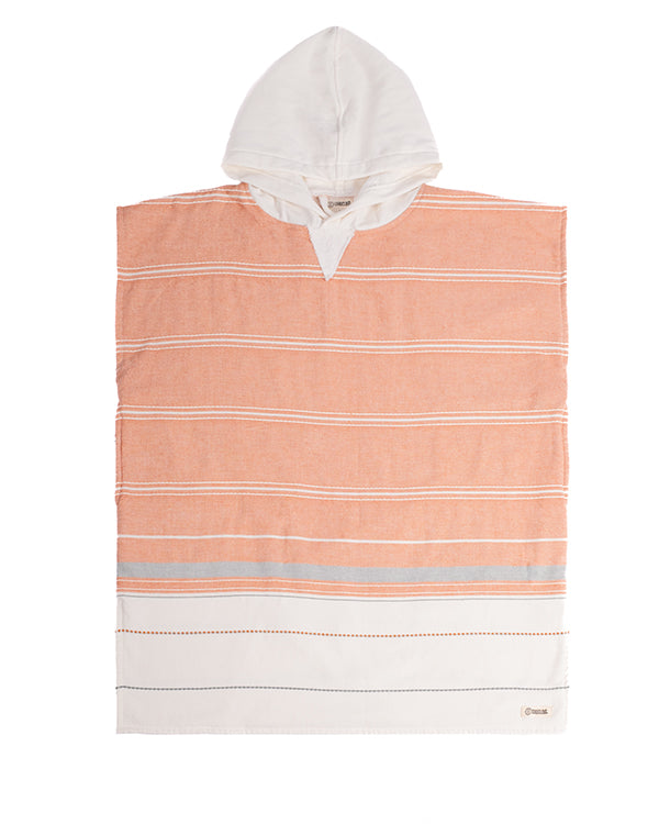 Alternative view of Colorblock Stripe Hooded Poncho Youth - Orange | Sand Cloud