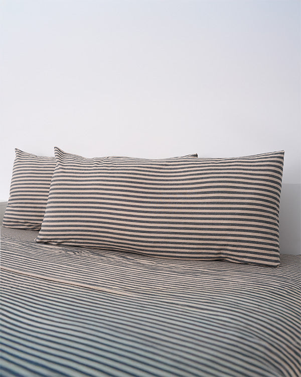 Alternative view of Classic Micro Twill Stripe Melange Pillowcase Set Steel Grey | Sand Cloud