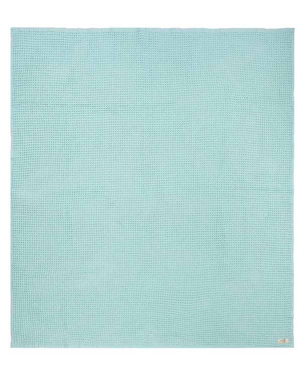 Alternative view of Little Fishies Waffle Blanket - Seafoam | Sand Cloud