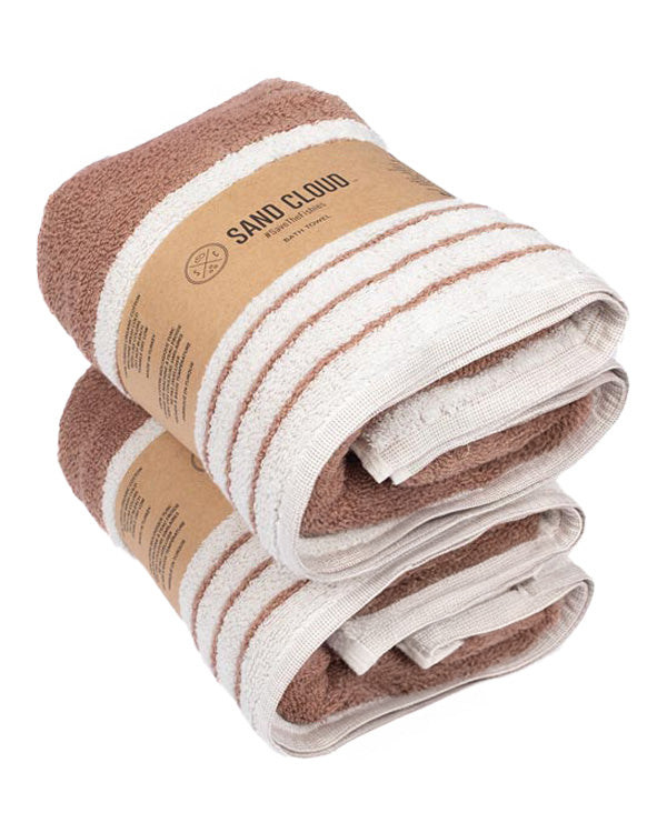 Micro Stripe Bath Bundle - 2 Pack - Warm Taupe | Sand Cloud
