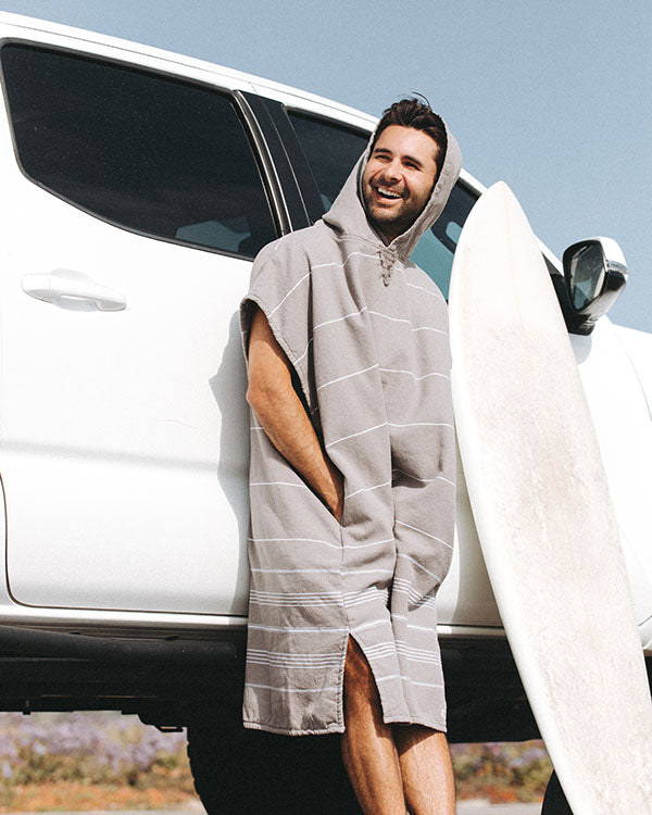 Classic Stripe Hooded Poncho - Grey | Sand Cloud