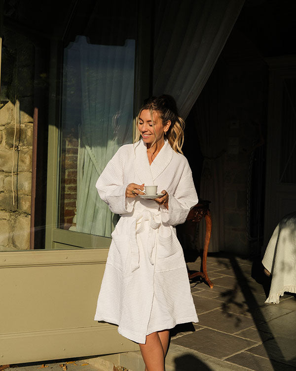 Alternative view of Micro Waffle Robe - Frost White | Sand Cloud